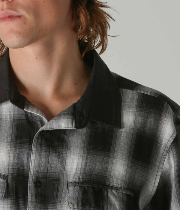 画像4: 【 SALE 】FORMER MERCHANDISE "BROADCAST PLAID LS SHIRT" - BLACK OMBRE (4)