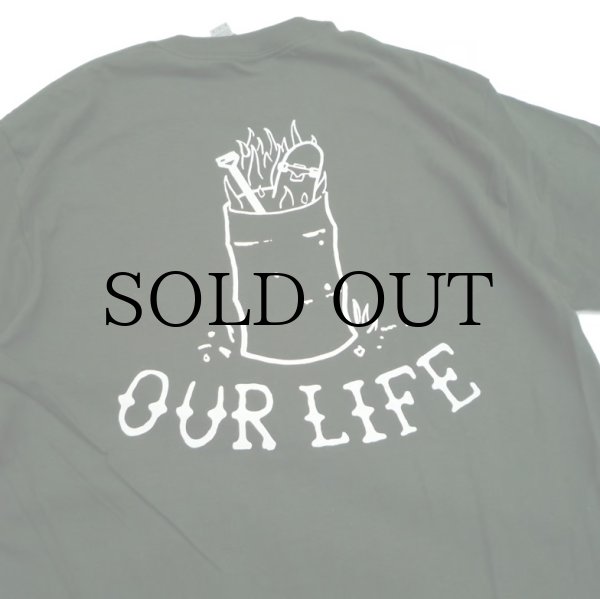 画像2: 【 OUR LIFE 】 OUR LIFE "BURN BARREL TEE " - DARK GREEN (2)