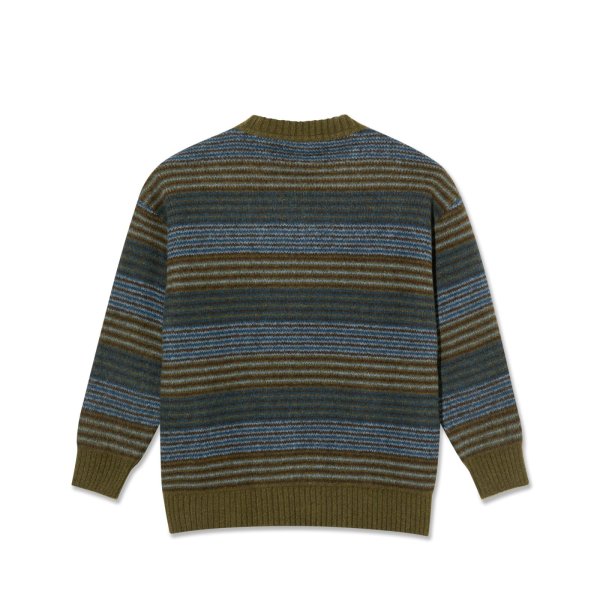画像2: POLAR SKATE CO. " GEORGE SWEATER " - BLUE GREEN STRIPE  (2)