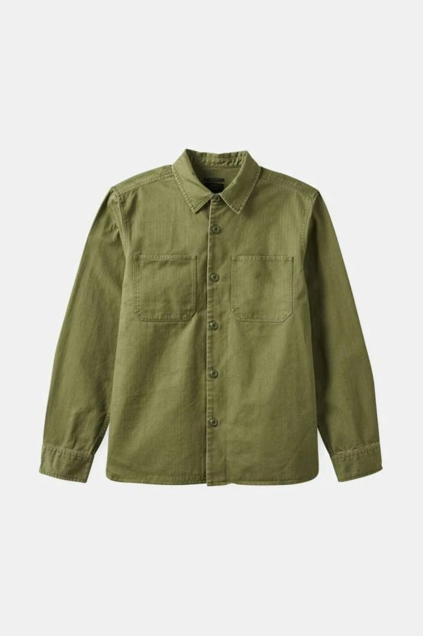 画像1: BRIXTON " SELDEN OVERSHIRT "- OLIVE SURPLUS WORM WASH (1)