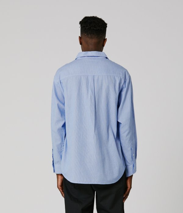 画像3: 【 SALE 】FORMER " BROADCAST STRIPED LS SHIRT " - BLUE WHITE   (3)