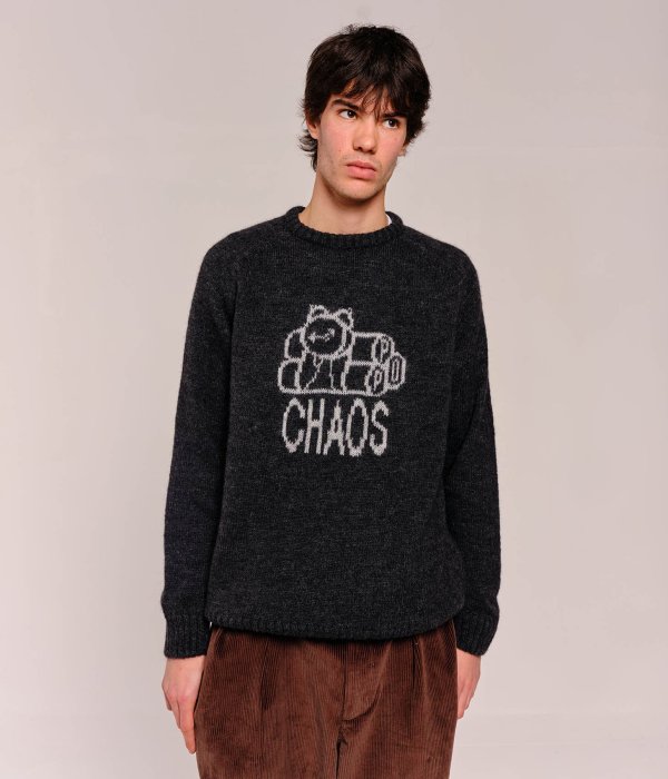 画像5: POP TRADING COMPANY " POP KNITTED CHAOS CREWNECK " - ANTHRACITE (5)