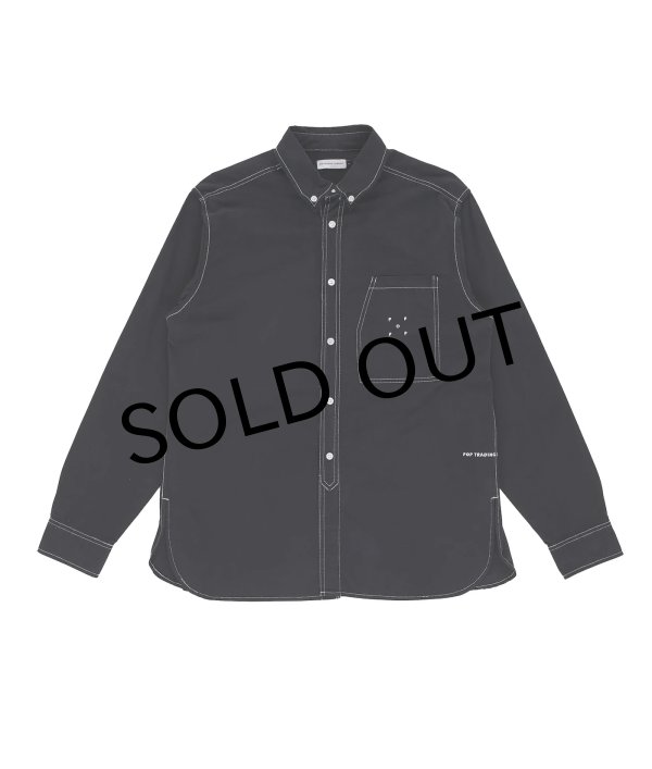 画像1: POP TRADING COMPANY " POP BD SHIRT " - BLACK  (1)