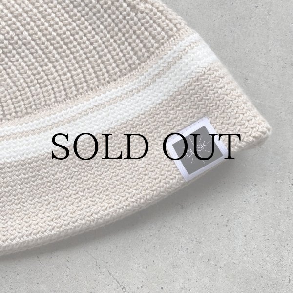 画像2: DUSK " LINE BEANIE HAT " - OATMEAL × WHITE (2)