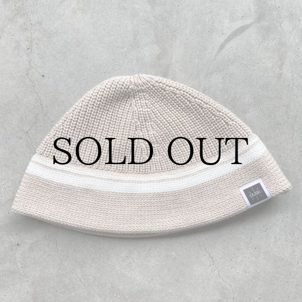 画像1: DUSK " LINE BEANIE HAT " - OATMEAL × WHITE (1)