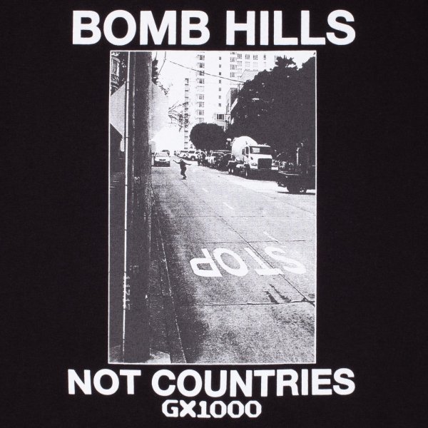 画像1: GX1000 " BOMB HILLS NOT COUNTRIES TEE " -  BLACK / WHITE FRONT (1)