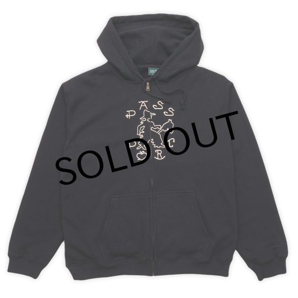 画像1: PASS~PORT.  " COWPOKE ORGANIC FLEECE ZIP HOODIE " - BLACK (1)