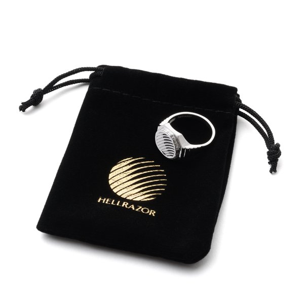 画像1: HELLRAZOR " LOGO RING with ONYX " - STERING SILVER (1)