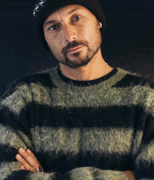 画像4: 【 SALE 】FORMER / DION AGIUS COLLECTION " DION STRIPE KNIT " - BLACK  (4)