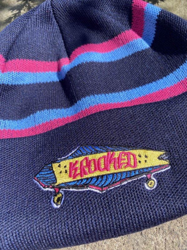 画像2: KROOKED " BORED CUFF BEANIE" - NAVY / BLUE / MAGENTA (2)