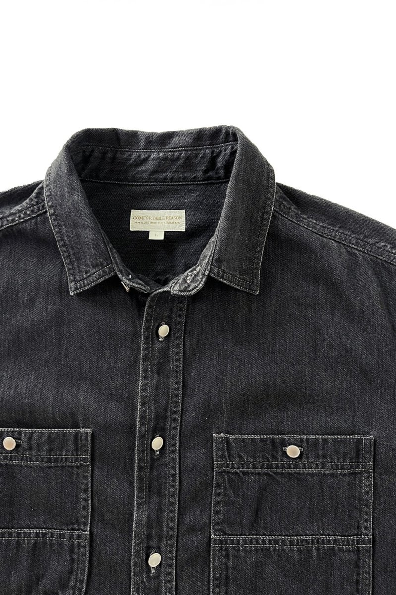 画像3: COMFORTABLE REASON | FADE DENIM SHIRTS - BLACK (3)