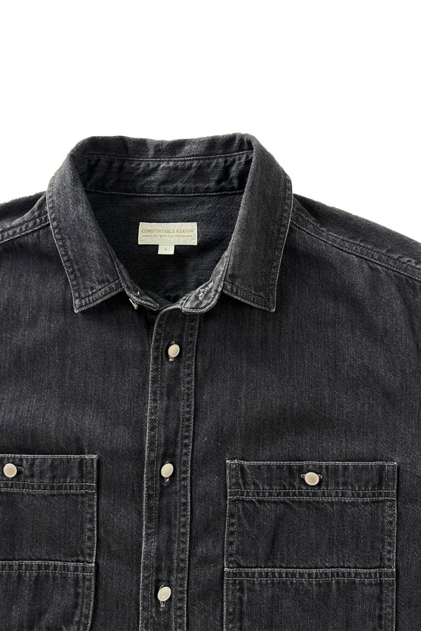 画像3: COMFORTABLE REASON " FADE DENIM SHIRTS " - BLACK (3)
