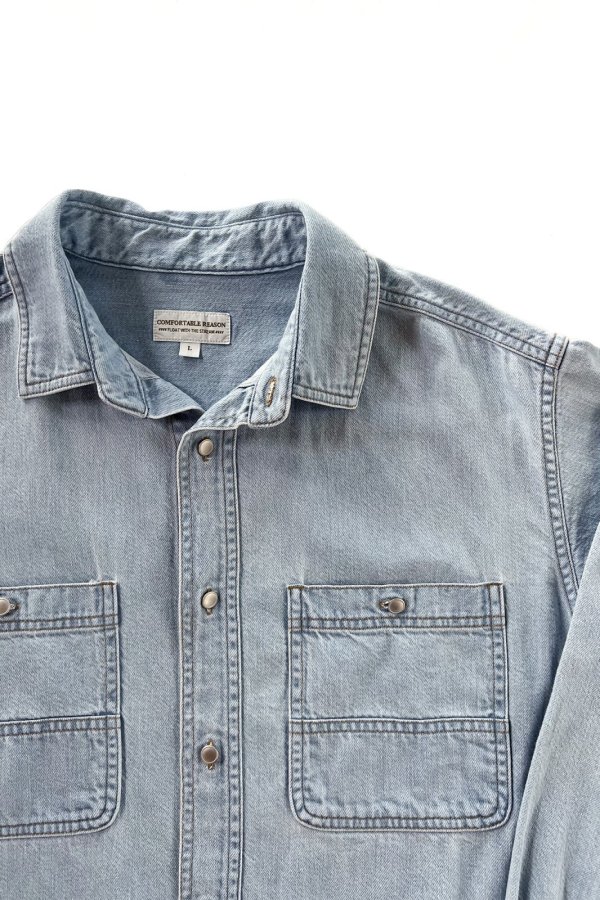 画像4: COMFORTABLE REASON " FADE DENIM SHIRTS " - INDIGO (4)