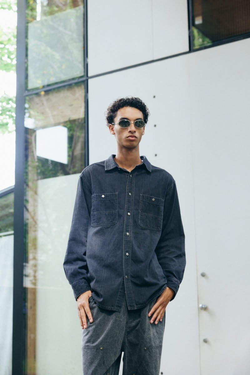 画像4: COMFORTABLE REASON | FADE DENIM SHIRTS - BLACK (4)