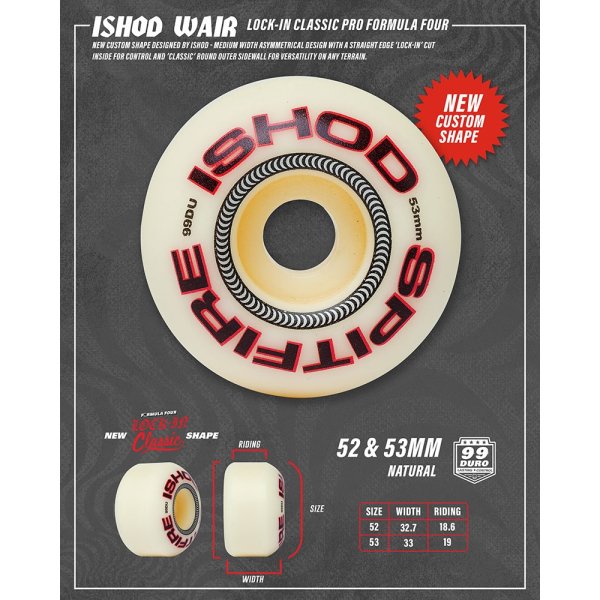 画像3: 【 SPITFIRE WHEELS 】 " FORMULA FOUR / ISHOD WAIR " - 52MM / LOCK-IN CLASSIC 99DU   (3)