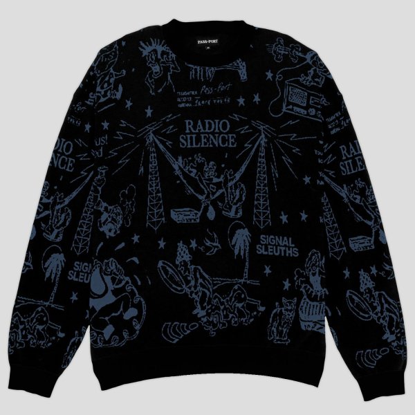 画像1: PASS~PORT.  " EYEBALL KNIT SWEATER " - BLACK / HARBOUR BLUE (1)