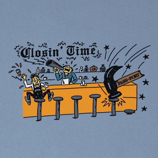 画像2: PASS~PORT.  " CLOSIN' TIME TEE " - WASHED OUT BLUE (2)