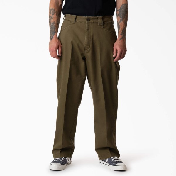 画像2: DICKIES Mike Anderson Collection " Loose Fit Flex Work Pants " - Dark Olive (2)