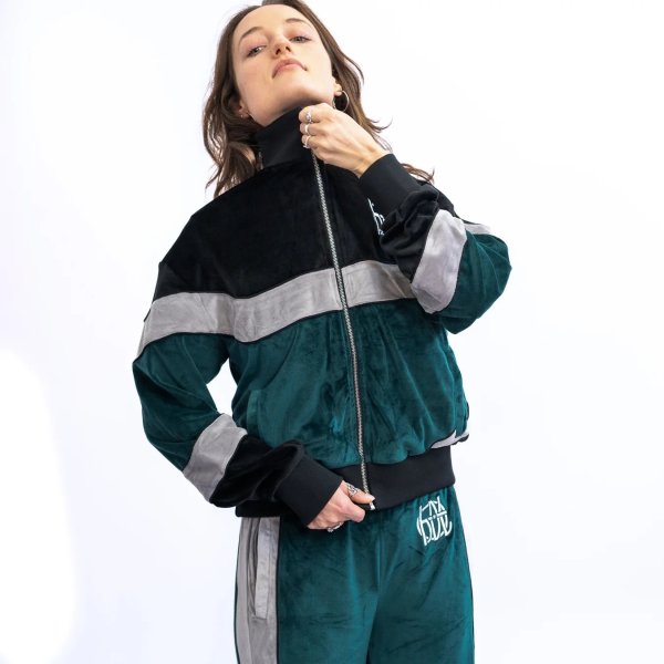 画像3: HODDLE " HDL VELOUR TRACK JACKET " - GREE / BLACK (3)