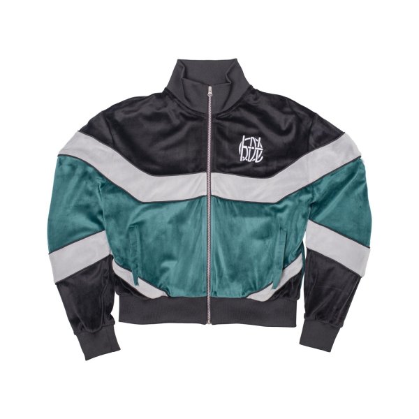 画像1: HODDLE " HDL VELOUR TRACK JACKET " - GREE / BLACK (1)
