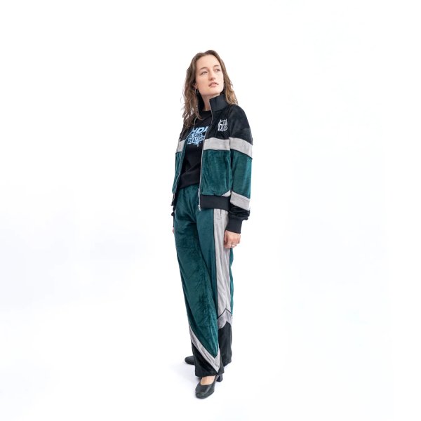 画像4: HODDLE " HDL VELOUR TRACK JACKET " - GREE / BLACK (4)
