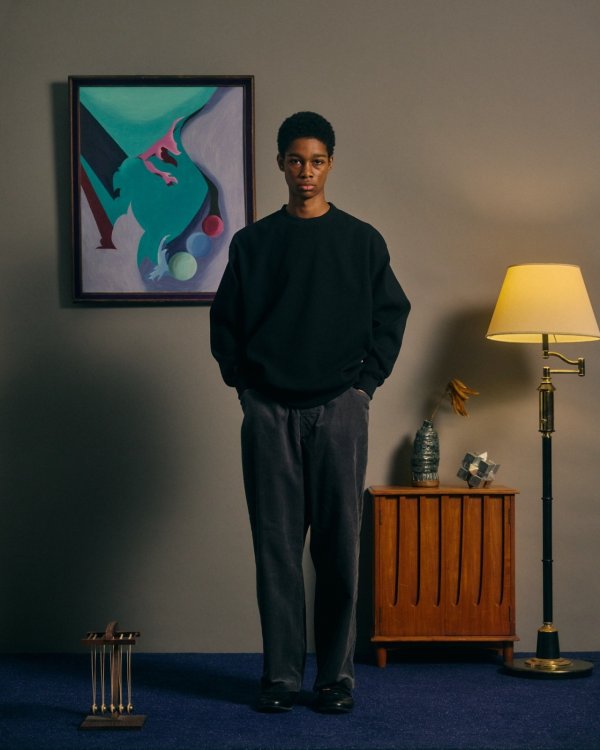 画像4: COMFORTABLE REASON " POLY WAFFLE SWEAT " - BLACK (4)