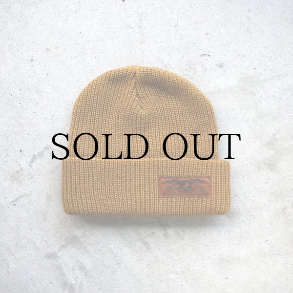 画像1: ANTIHERO " STOCK EAGLE LABEL CUFF BEANIE " - BROWN (1)