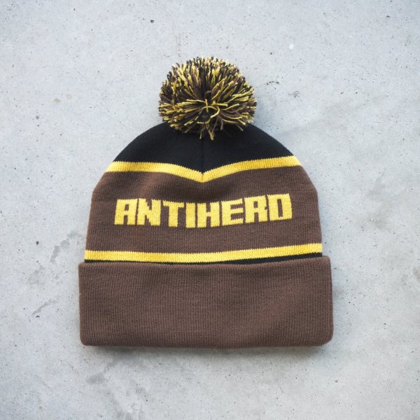 画像2: ANTIHERO " ICE COLD POM BEANIE " - BROWN / GOLD (2)