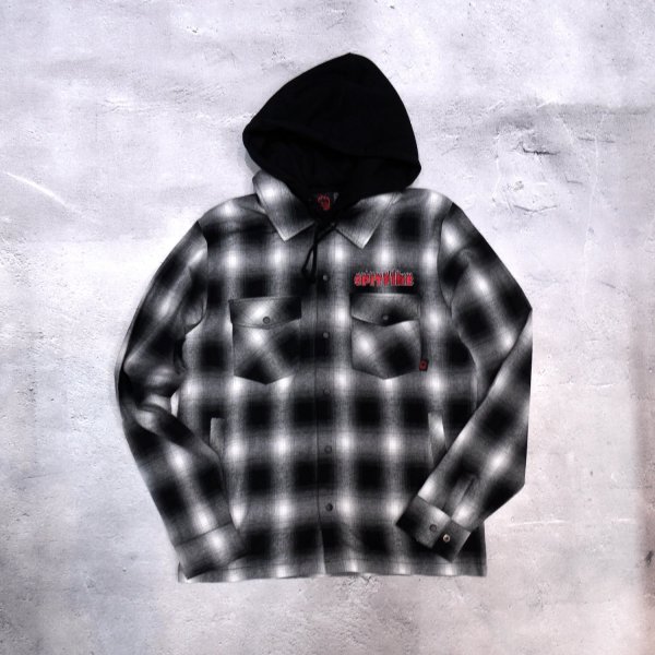 画像1: SPITFIRE " DEMONSEED HOODED FLANNEL SHIRT " - BLACK with WHITE (1)