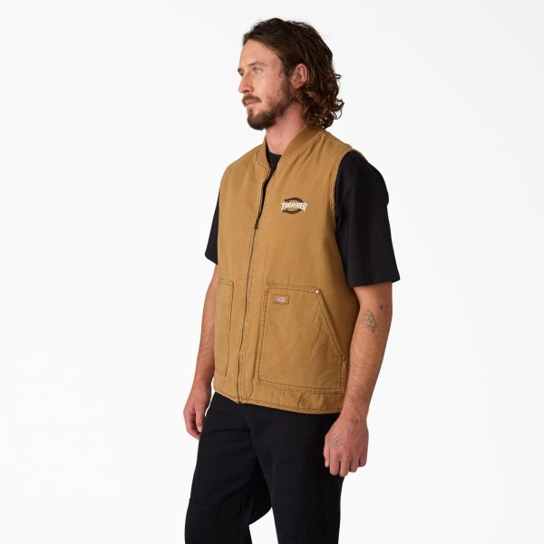 画像4: DICKIES x THRASHER / REVERSIBLE VEST- BROWN (4)