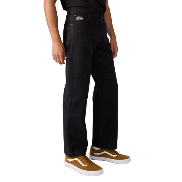 画像1: DICKIES x THRASHER / DOUBLE KNEE PANTS - BLACK (1)