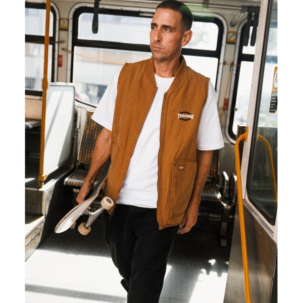 画像1: DICKIES x THRASHER / REVERSIBLE VEST- BROWN (1)