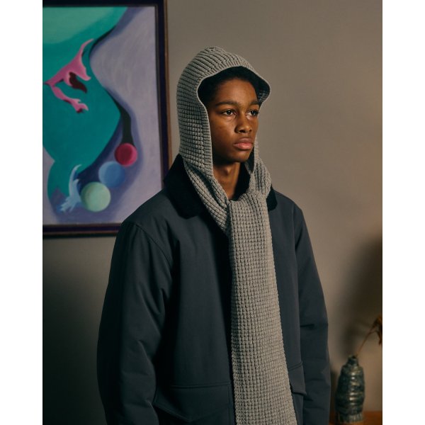画像6: COMFORTABLE REASON " WAFFLE HOOD SCARF " - GRAY (6)
