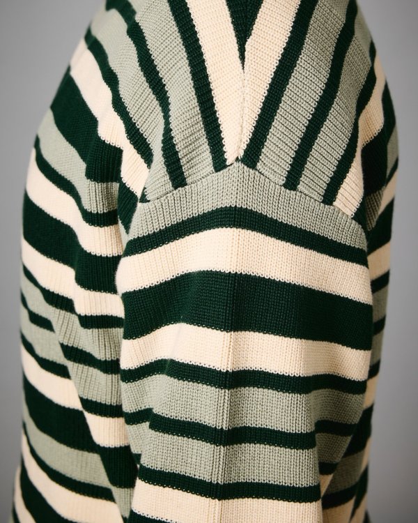 画像5: PASS~PORT " STRIPED ORGANIC KNIT SWEATER "- DARK JADE (5)