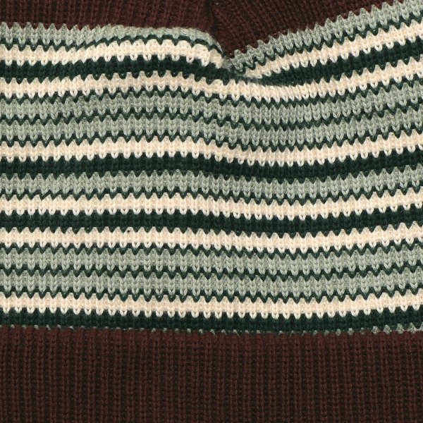 画像2: PASS~PORT.  " STRIPED ORGANIC KNIT BEANIE " - CHOC (2)