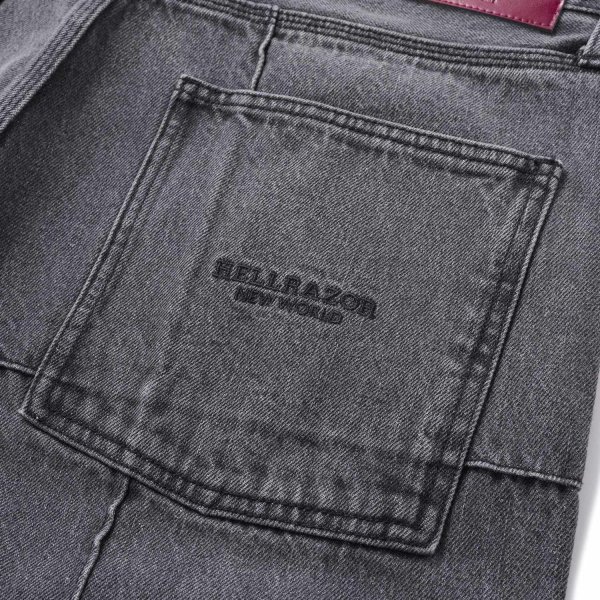 画像4: HELLRAZOR " BLOCK BAGGIE DENIM PANTS " - DARK BLACK (4)