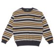 画像1: PASS~PORT " STRIPED ORGANIC KNIT SWEATER "- GREY (1)