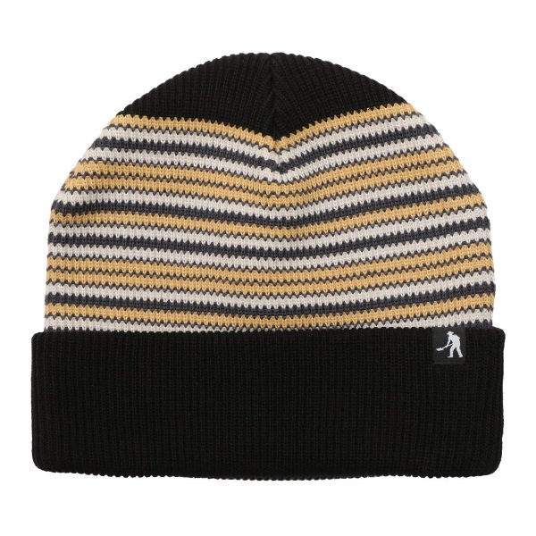 画像1: PASS~PORT.  " STRIPED ORGANIC KNIT BEANIE " - BLACK (1)