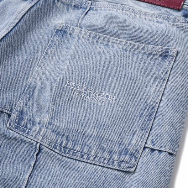 画像4: HELLRAZOR " BLOCK BAGGIE DENIM PANTS " - LIGHT INDIGO (4)