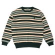 画像1: PASS~PORT " STRIPED ORGANIC KNIT SWEATER "- DARK JADE (1)