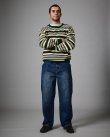 画像3: PASS~PORT " STRIPED ORGANIC KNIT SWEATER "- DARK JADE (3)
