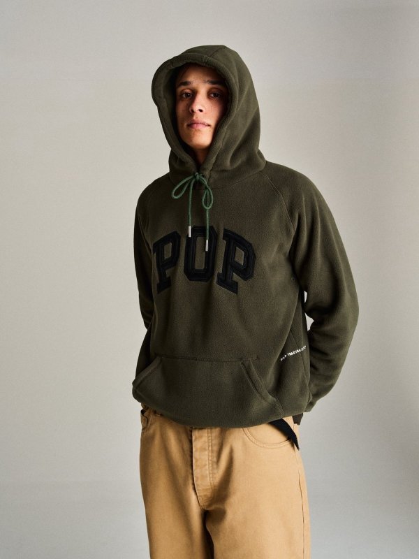 画像3: POP TRADING COMPANY " POP ARCH HOODED SWEAT " - DUFFEL GREEN (3)