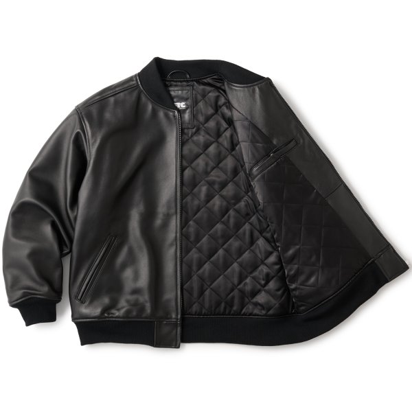 画像3: FTC " LEATHER ZIP VARSITY JACKET " - BLACK (3)