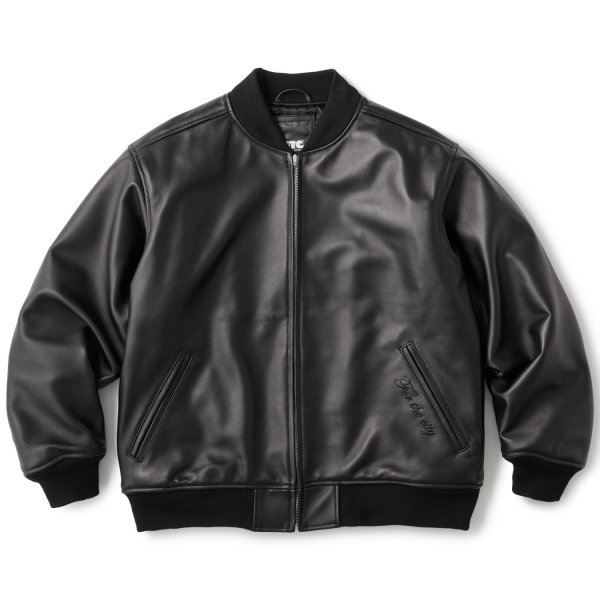 画像1: FTC " LEATHER ZIP VARSITY JACKET " - BLACK (1)