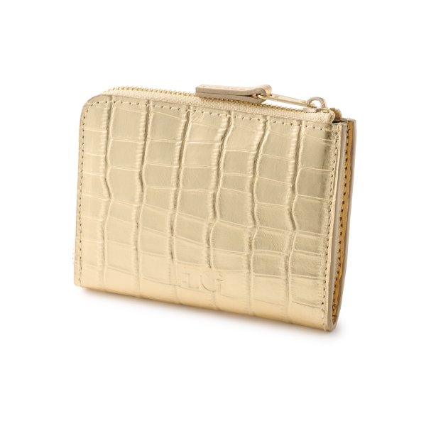 画像1: FTC " CROC LEATHER COMPACT WALLET " - GOLD (1)