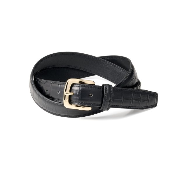 画像1: FTC " CROC LEATHER BELT " - BLACK (1)