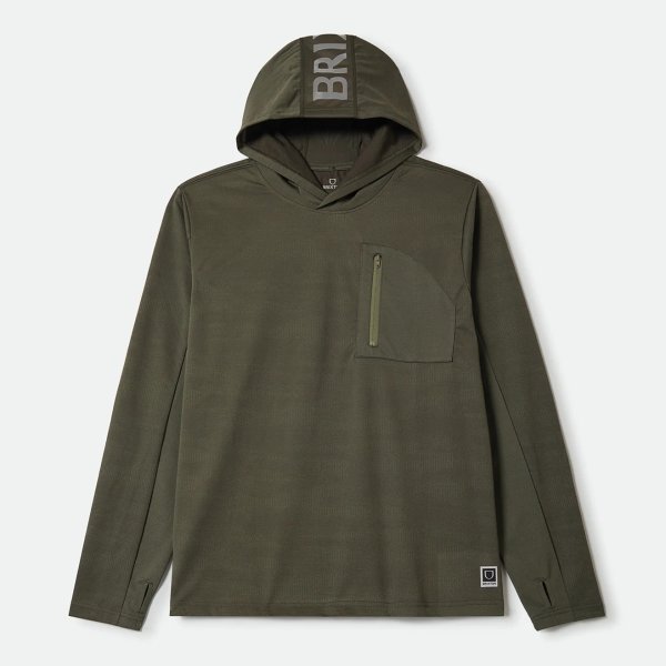 画像1: BRIXTON " JOURNEY LS SUN HOODIE " - OLIVE TIGER CAMO (1)