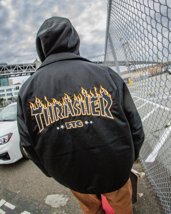 画像9: "FTC x THRASHER" COACH JACKET - BLACK (9)
