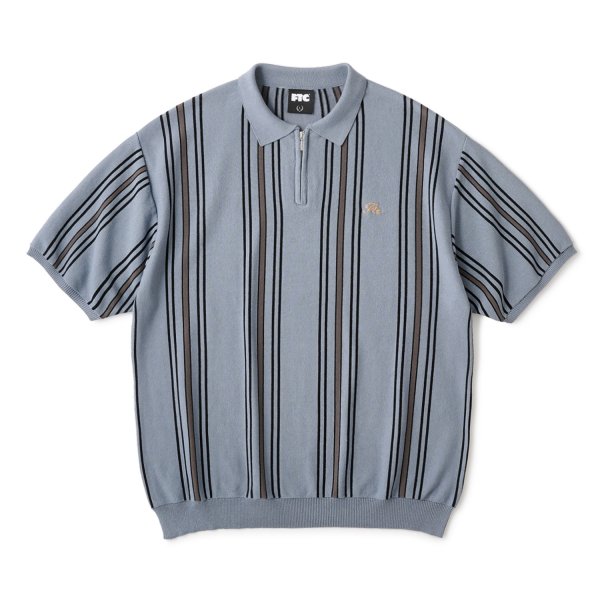 画像1: FTC " STRIPE KNIT POLO " - SLATE (1)