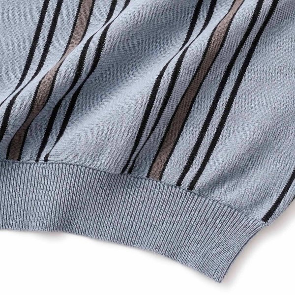画像4: FTC " STRIPE KNIT POLO " - SLATE (4)